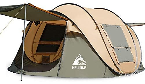 Tenda pop-up per 2-4 persone, tenda da campeggio con tenda automatica, ultraleggera, tenda per la famiglia, tenda per i secondi, tenda per esterni, campeggio, festival, grande verde militare (marrone,