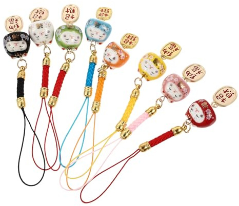 UPKOCH 8 Piezas colgante decoración cordones para llaves cordón de teléfono neko acollador cadena de telefonos moviles hermosa cadena de teléfono elegante llavero Japón