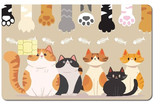 CREATCABIN Fundas Tarjetas Crédito Gato Pata Gato Tarjeta Débito Etiqueta Piel Que Cubre Personalización Tarjetas Bancarias Calcomanías Protectoras Impermeable Extraíble Sin Burbujas 18.6x13.7cm