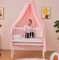 ALAVYA HOME® Beistellbett 90 x 40 cm Leroy 2 in1 Babybett für Boxspringbett, höhenverstellbar 5-TLG. Set Betthimmel Rosa + Matratze + Himmelstange mit Rollen aus Kiefernholz