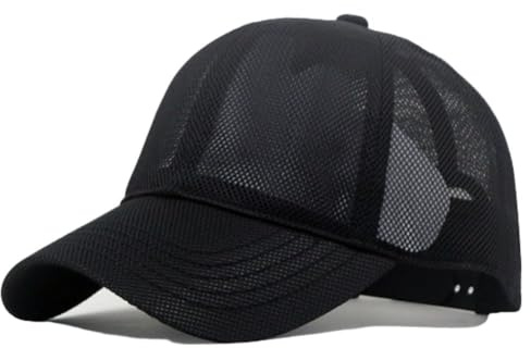 XXL Trucker Hat for Men - Full Mesh Baseball Cap - Oversize Adjustable Summer Big Head Hats 23.6-25.6 (UK, Alpha, One Size, Black)