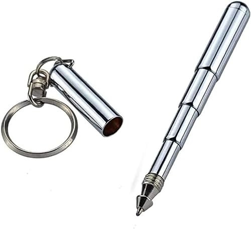 Gowxs 1 Pc Retractable mini pen made of stainless steel Retractable pocket pen keychain gadgets, gift for birthday, Christmas,Pens and Refills