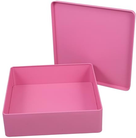 Garneck Large Decorative Tin Box with Lid, Extra Large Metal Cookie Tin Container, Pink Tinplate Storage Box for Home Organization and Packaging