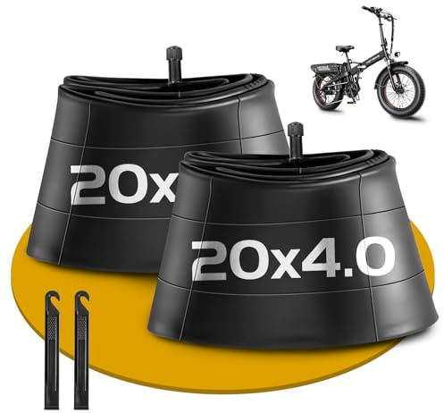 Lot de 2 Chambres à air 20 Pouces AV32mm Valve Schrader, 20 x 4.0 Tuyaux Vélo Anti-Crevaison Compatible 20 Pouces EBike/Vélo électrique/VTT