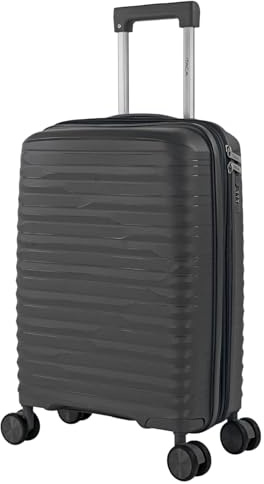 ITACA - Maleta Cabina 55x40x20 rígida con Ruedas Tipo Trolley Ligera Apta para avión y Ryanair - Equipaje de Mano para Viajes Cortos. Candado de Combinación Extensible, Negro