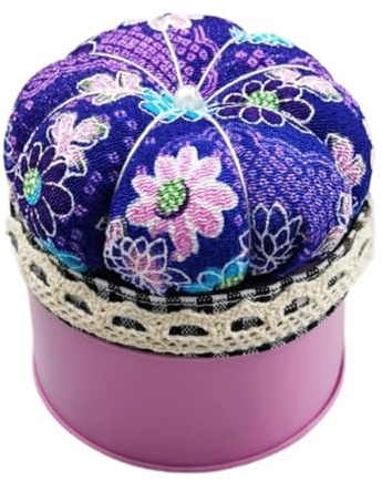 TAIZhiChen Boîte à Aiguilles, Coussin à épingles, Porte-épingles à Tête, Coussin à épingles Rond en Forme de Citrouille, Boîte de Rangement pour épingles à Coudr, Violet
