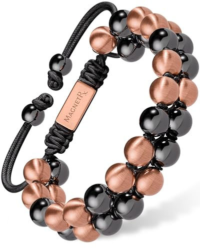 MagnetRX® Magnetic Bracelets for Men & Women – MAX Strength Magnetic Hematite & Copper Bracelet with 8mm Solid Copper Beads (Double Copper)