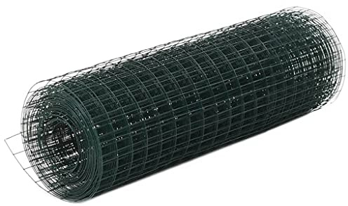 Recinzione da giardino a bastoncini, recinzione in acciaio con rivestimento in PVC 25x0,5 m, verde, recinzione per cani, giardino