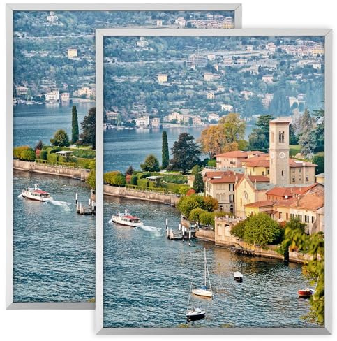 VIDETOL Lot de 2 cadres photo en aluminium argenté - 30 x 40 cm - Pour galerie d'images, collage de photos, mur photo