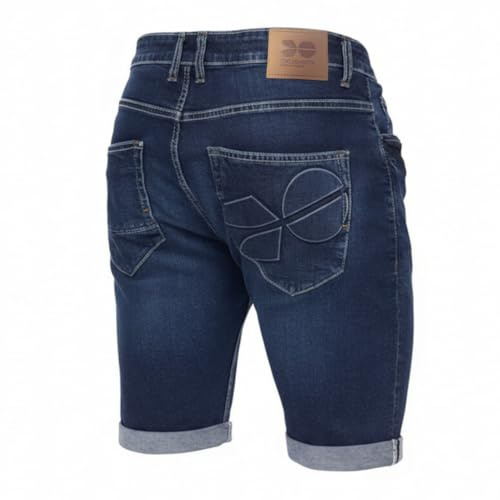Crosshatch Men’s Slim Fit Stretch Denim Shorts Turn Up Hem – Fitted Knee Length Casual Summer Shorts, Darkwash, Lightwash