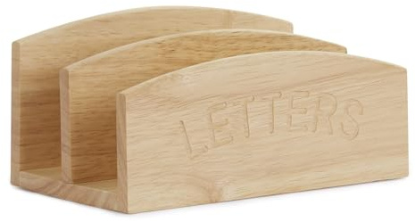 apollo THE HOUSEWARES BRAND Letter Rack, Organiser, Stand, Hevea Wood, Great Gift Idea, Size: 20x12x10cm, Natural