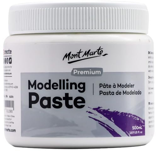Mont Marte Pasta de Modelar 500ml – Blanca – Ideal para efectos 3D – Para Pintura Acrílica y Pintura al Óleo – Pasta Relieve Manualidades para Lienzos