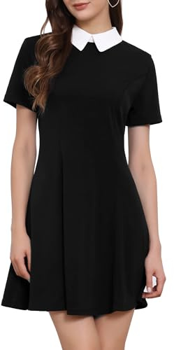 Allegra K Women's Peter Pan Collar Dress Maid Mini Halloween Dresses | Short Sleeve, Skater Dress, Vintage, Costume Outfit, Festival, Christmas, Lolita Dress