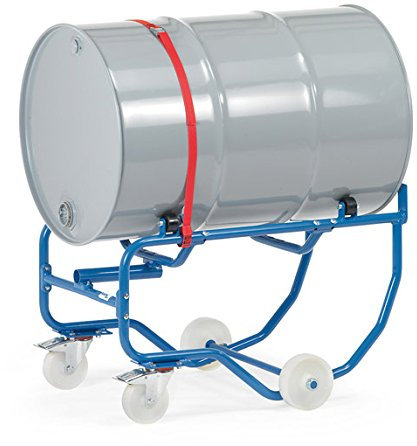 Fasskipper für 200 Liter Fässer mit Hebelstange und 4 Rollen zum Verdehen