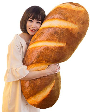 Levenkeness 3D Simulation Bread Plush Pillow,Soft Butter Toast Bread Food Pillow Lumbar Back Cushion Stuffed Toy for Home Decor 39.3