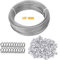 TooTaci 3mm Steel Wire Rope - 30M PVC Coated, 7×7 Strands Steel Cable with 50pcs Crimping Sleeves & 20pcs Thimbles for Garden Wire, String Lights, DIY Projects