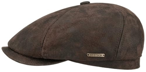 Stetson Gorra de Piel Vintage McCook Mujer/Hombre - Gorro Ivy con Visera, Forro Invierno Otoño Primavera Verano Verano/Invierno - XL (60-61 cm) marrón Oscuro