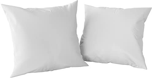 Amazon Aware Kissenbezug-Set aus 100 % Bio-Baumwolle, Fadenzahl 300, 2 Stück, 80 x 80 cm, Weiß, Einfarbig