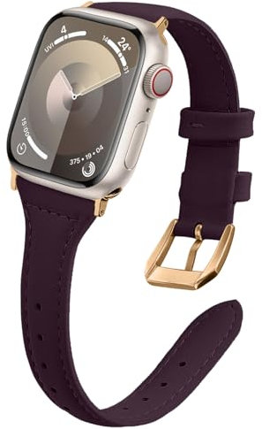 WoPail Correa Cuero para Apple Watch 41mm 40mm 38mm para Apple Watch Series 10/9/8/7/6/5/4/3/2/1 Mujer Suave Correas Reloj de Repuesto para Apple Watch Watch SE 2/SE Violeta