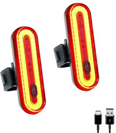 BV LED Bike Tail Light Set for Safe Late Night Riding USB Rechargeable Water Resistance - Visible Up to 1500ft Bicycle Tail Light LED Bike Light