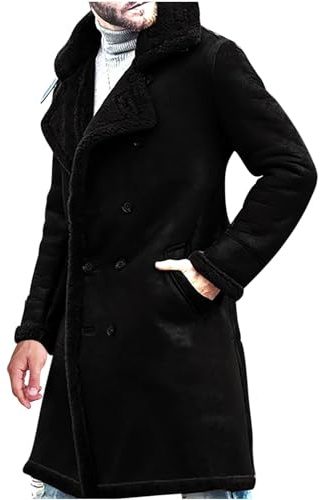 NUSGEAR Abrigo hombre invierno, Sobretodo Mezcla de Lana Botón Gabardina de Color sólido Abrigo gruesa Moda Slim fit Cortavientos Elegant caliente Chaquetas parka Blazer Outwear traje 2024