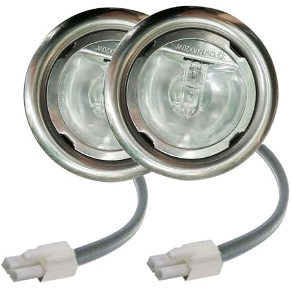 LIDESENMO 2-Pack Old 12V AC Range Hood Light 20W Halogen Bulb for 50-55mm/2.0'' Hole Kitchen Cabinet Bulb for Clear Glass Cover Smoke Exhauster Lamp Ventilator Lighting