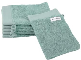 TOM TAILOR Waschhandschuh, 6er Set, 16 x 21 cm, 100% Baumwolle / Frottier, mit Aufhänger und Label mit Logo, COLOR BATH TOWEL Türkis (Fresh Sage)