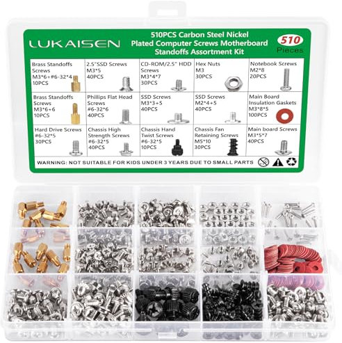 Set di 510 viti per PC e scheda madre, distanziatore viti #6 – 32 maschio a femmina M3 per unità disco rigido SSD da 2,5