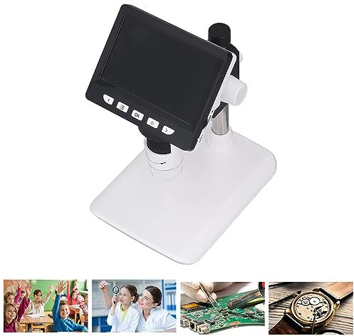 Industrielles Digitales Mikroskop, Digitales Elektronenmikroskop, 50–1000 X 4,3 Zoll Bildschirm, 2 MP HD-Kamera mit Licht und Ständer für USB-Mikroskope Im Klassenzimmer