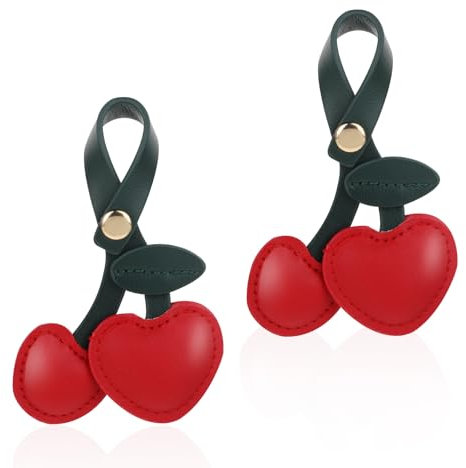 Hariendny Schlüsselanhänger Kirsche, Cherry Bag Charm, Vielseitiger Kirsch-Schlüsselanhänger und Geldbörsenanhänger, Leder Obst Schlüsselanhänger, Cherry Keychain, Modische Tasche Anhänger für Damen