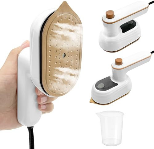 Pofgwjz Ferro Da Stiro Portatile Da Viaggio, Mini Ferro Da Stiro, 180 °Gradi Stiratrice Pieghevole E Portatile, Riscaldamento Rapido, Adatto Per La Famiglia E I Viaggi(Bianco)