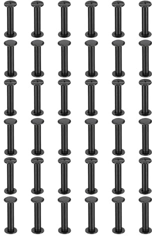 PATIKIL 50 Sets Chicago Screws, 25mm l Chicago Screws Phillips Binding Post Screw Bolts Leather Rivets Fasteners Connectors for Leather Belt Scrapbook Photo Albums, Black