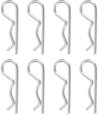 QUARKZMAN 8 Pcs Goupille D'Attelage, 4mm x 75mm R Clips 304 Acier Inoxydable Goupille De Retenue Fil Épingle Cheveux Kit Assortiment Goupilles Tracteurs Goupille D'Attelage, Argent