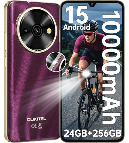 OUKITEL C59 Pro Teléfonos Inteligentes Android 15-6.88 Pantalla HD+ 90Hz Telefonos Moviles Libres, 24GB+256GB/1TB, 10000mAh 120 LM 171.2 * 77.8 * 13.4mm, Peso 293g 4G Dual SIM/GPS/Fingerprint/Face ID