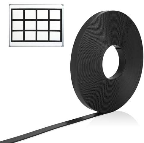 Rotolo di Nastro Magnetico a Strisce Sottili, Bordi Magnetici Lunghi 10m per Divisori Lavagne Grafiche Accessori per l'Arte in Ufficio Nastro di Marcatura Aule Scolastiche (Nero)