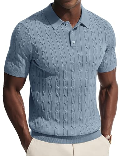 PJ PAUL JONES Polo de punto de manga corta para hombre, informal, con botones