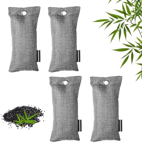 4 assorbitori di odori al carbone attivo, eliminazione naturale degli odori delle scarpe, carbone di bambù, eliminatore di odori, carbone attivo per auto, camera, guardaroba, scarpe