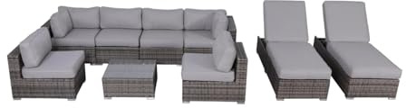 Fully Assembled 8 Person Rattan Wicker Patio Seating Group with Cushions