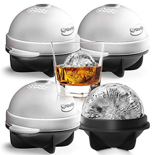 Bourbon Ice Cube Molds - Round Ice Cube Mold Set Of 4-2.5 Inch - Tight Sealing, Leak Proof Silicone Big Sphere Ice Ball Makers For Whiskey, Scotch