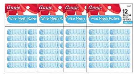 Annie Wire Mesh Rollers #1021, 12 Count Blue X-Small 1/2 Inch (4 Pack)