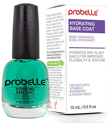 Probelle Hydrating Base Coat for Dry and Brittle Nails, Instant Moisturizer, Nourishes and Soothes Nails with a Healthy Glow, Extends Polish Life, Ideal for Dehydrated, Rough, Breaking Nails