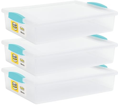 Tribello Plastic Storage Containers With Lids For Organizing, 6 Quarts - (Large - 14 x 11 x 3)