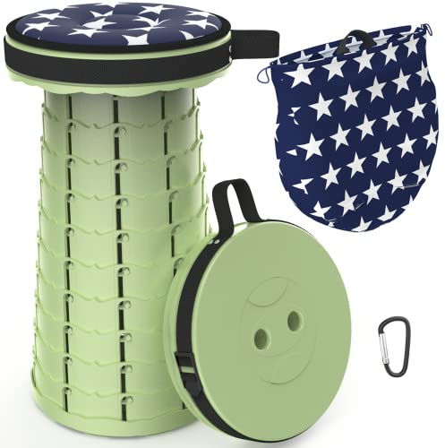 ALEVMOOM Taburete Plegable Portátil,Sillas Plegables Camping Altura Ajustable 6,5-45 cm,Taburetes Plegables con Cojín y Bolsa de Transporte para Acampar,Pescar,BBQ y Playa,Capacidad 200kg