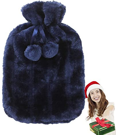 Nyika bouillotte isolées | Housse en Fausse Fourrure pour 2 litres (2000 ML) | Housse en Caoutchouc pour Bouteille d'eau Chau, Housse chauffante pour l'hiver, pour Femmes et Enfants