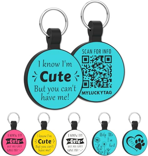 MYLUCKYTAG QR-kod silikon hund ID-etikett, online husdjursprofil, platsvarning e-post, digital etikett