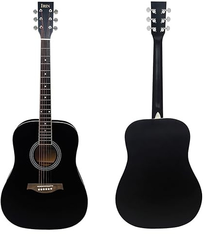 Akustische Gitarre, 41 Zoll Gitarre, Folk Gitarre, Erwachsene Anfänger Praxis Gitarre, Lindenholz Abgerundete Folk Akustikgitarre, Zupfinstrument, Gitarre Instrument, Akustikgitarre, Gitarre (Schwarz)
