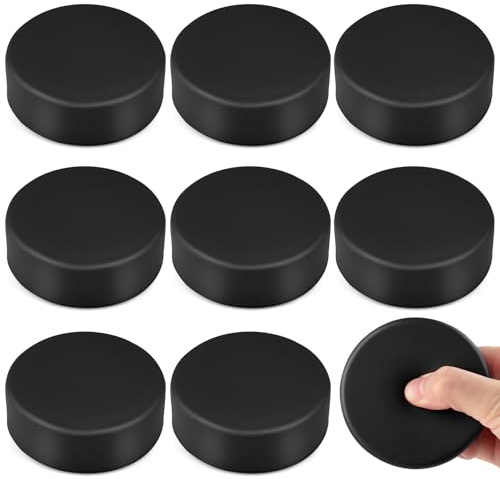 Mototo 8 PCS Sport Foam Ice Hockey Pucks 3 Inch Ice Hockey Pucks with Mesh Bag Foam Hockey Training Puck for Adults Practicing and Classic Training Indoor Floor Game Outdoor Sports (Black)
