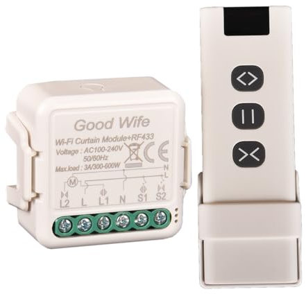 Interruttore Tapparelle tapparelle RF+WiFi Switch perTenda,Relè Modulo Comando Smart per Tapparelle Elettriche, Controllo App Smart Life, Comando Vocale Alexa, (1)