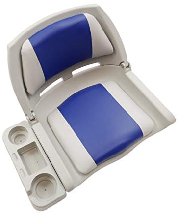 MiDMarine Lightweight Folding Boat Seat with Cup Holder - Grey/Blue Style