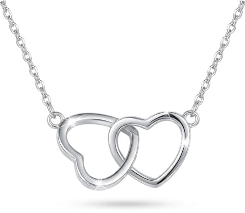 KFRS Interlock Heart Silver Pendant Necklace Dainty Infinity Eternity Love Choker Necklaces Cute Initial Heart Adjustable Chain Necklace Clavicle Chain Girlfriend